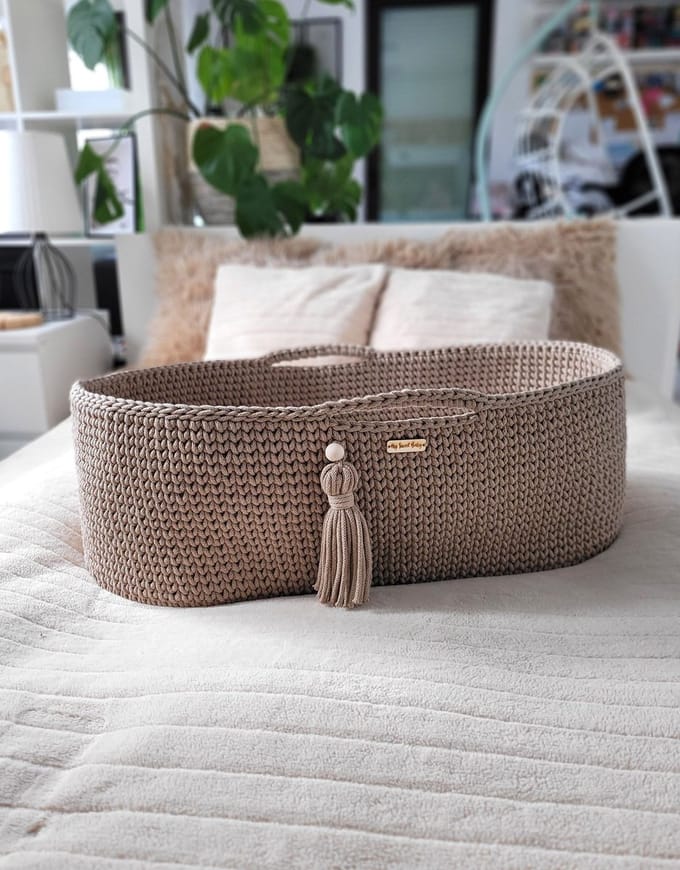 Mozesmand BOHO Handgemaakt katoen met matras - zand