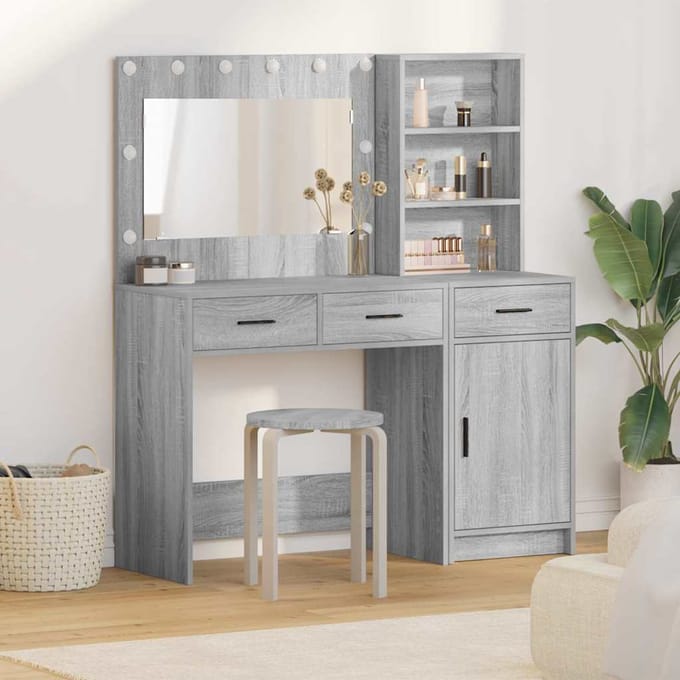 vidaXL - Kaptafel - 2 - st - Grijs - 78,5 - x - 41 - x - 135 - cm - Bewerkt - hout