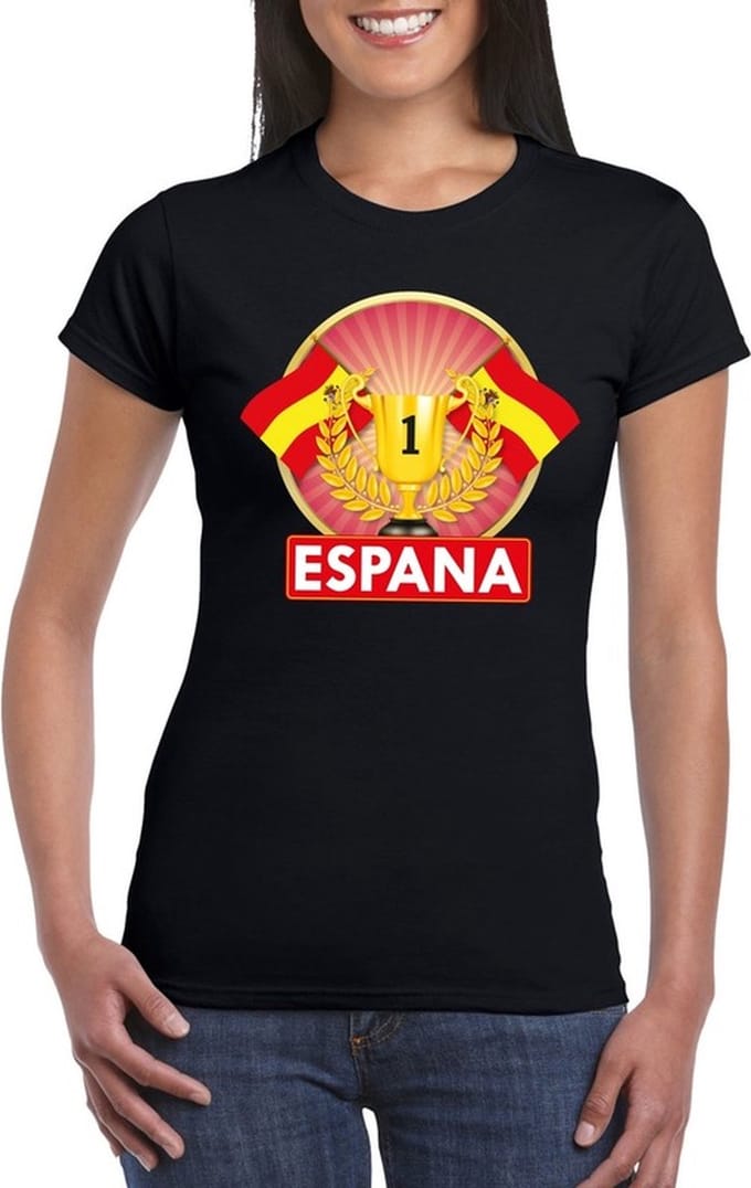 Zwart Spaans kampioen t-shirt dames - Spanje supporter shirt M