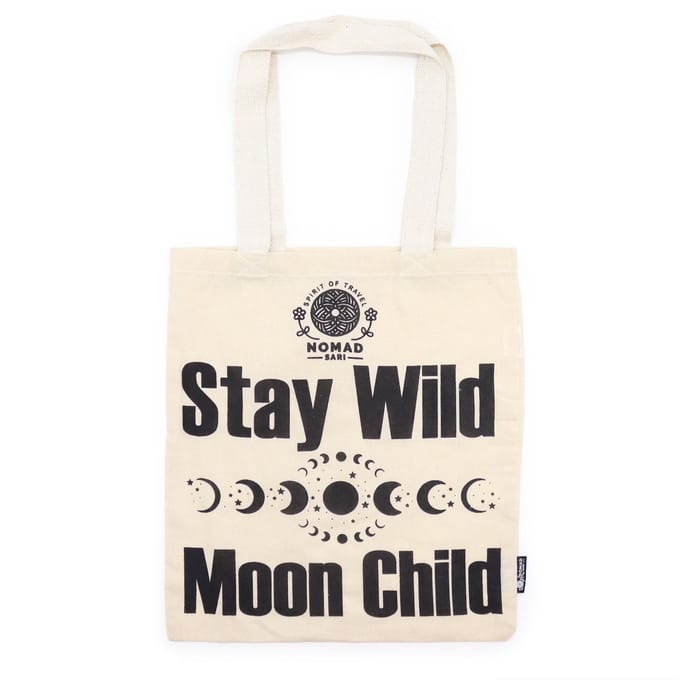 Iconische Basic Draagtas - Blijf Wild, Maankind - (40x36cm) - Nomad katoenen Tas