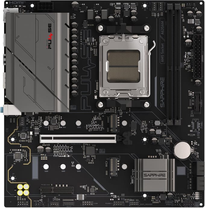 Sapphire PULSE A620AM Moederbord - AMD A620A - AMD AM5 - DDR5 RAM - Micro-ATX