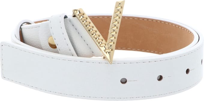 VALENTINO Riem Hampton Plaque Buckle Belt W85 Bian / Oro Wit