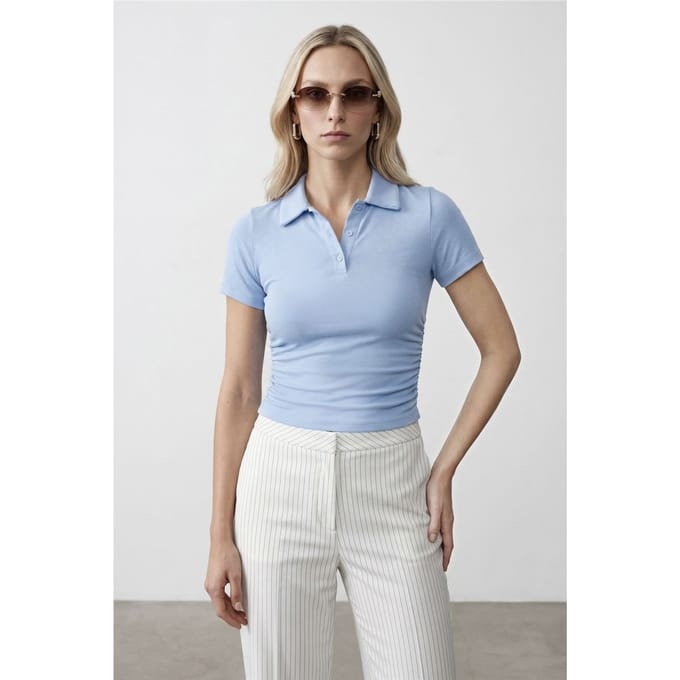Dames Crop Slim Fit Polo T-shirt
