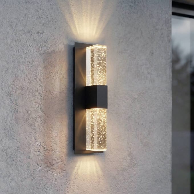 Lucande LED buiten wandlamp Velune, antraciet/helder, 46 cm, CCT
