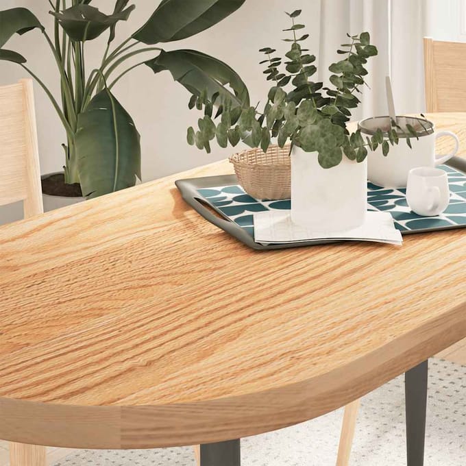 vidaXL Tafelblad 140x60x4 cm ovaal massief eikenhout