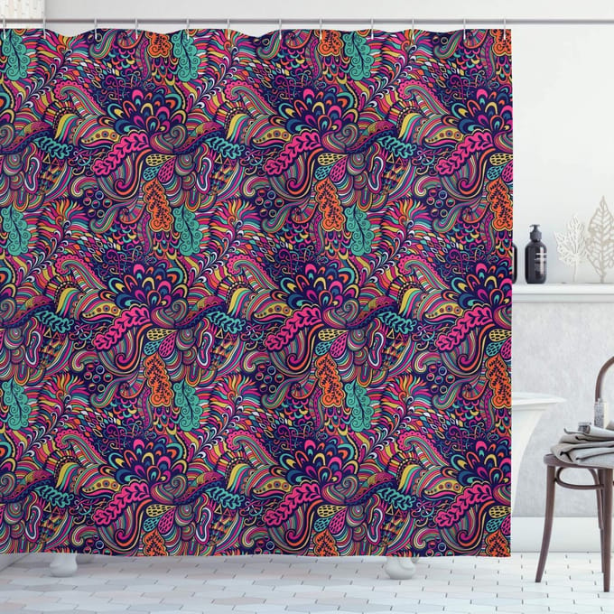 ABAKUHAUS Douchegordijn psychedelisch exotisch zeewier – 175x180 cm