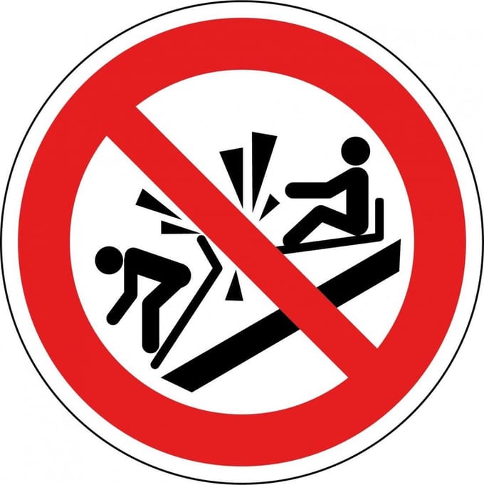 Verboden tegen de slee te botsen bord - kunststof - P047 100 mm