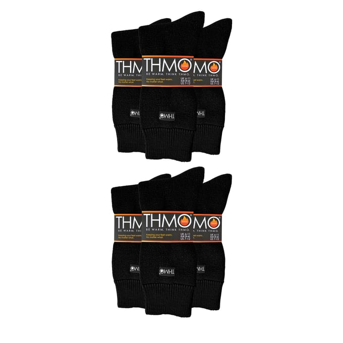 THMO heren fleece pantoffelsokken - 6-pack antislipsokken