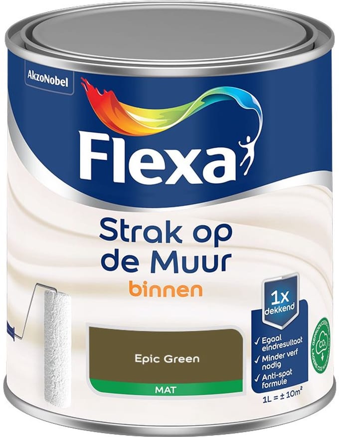 Flexa - Strak Op De Muur Binnen Mat - Epic Green - Mengverf - 1 L