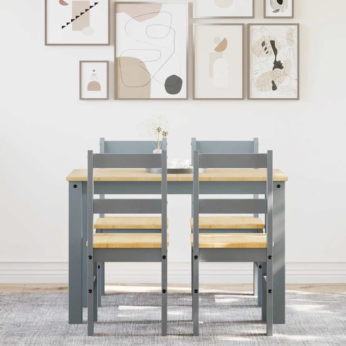 vidaXL - 5-delige - Eetset - Panama - massief - grenenhout - grijs