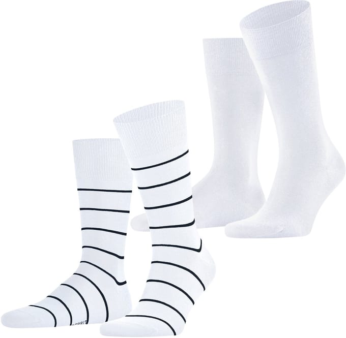 Esprit Modern Stripe 2-Pack huidvriendelijk katoen Multipack Sokken heren wit - maat 43-46