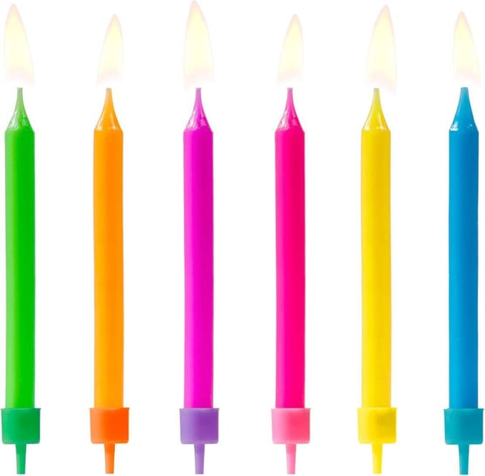 PartyDeco - Taartkaarsjes set 6st. - Colourful mix