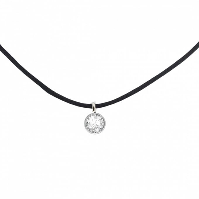 Ketting Arcen suede witte steen 45 cm - Charme Bijoux