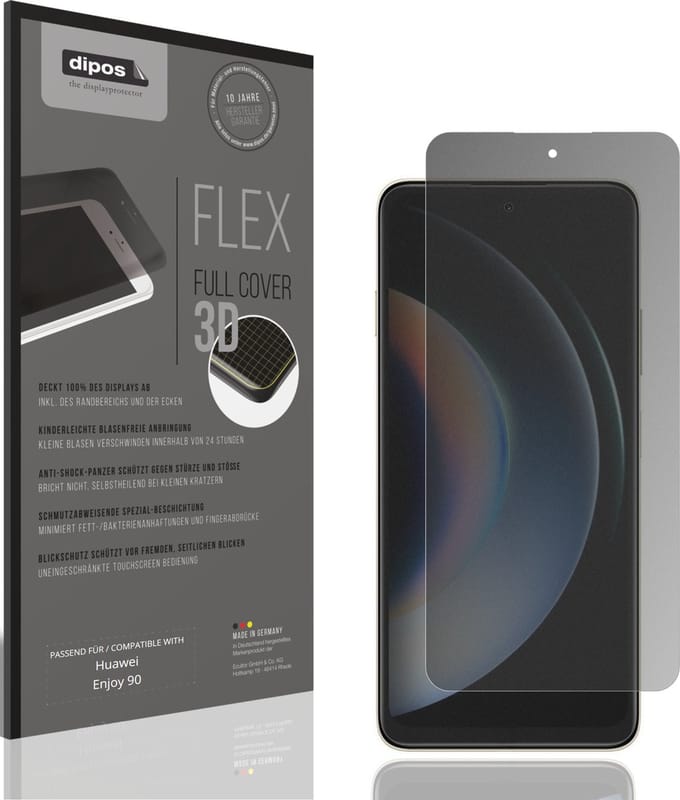dipos FLEX – Matte Privacy Screenprotector geschikt voor Huawei Enjoy 90 | Volledige Schermbescherming | Case-Friendly