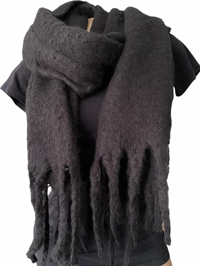 Warme Sjaal - Wintersjaal - Effen - Zwart - 195 x 53 cm (8851242)