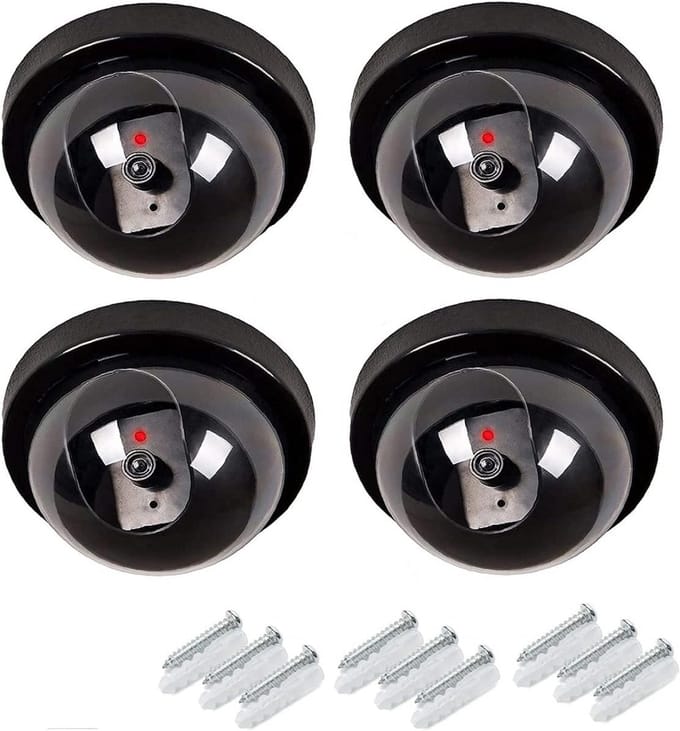 4x Nep Beveiligingscamera Dome met Knipperend Rood LED Licht voor Binnen en Buiten