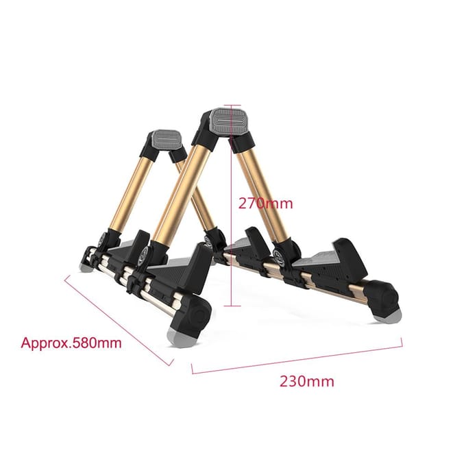 Dubbele gitaarstandaard A-frame Opklapbaar Verstelbare houder Beugel Ondersteuning Aluminium Universeel voor Single Type goud