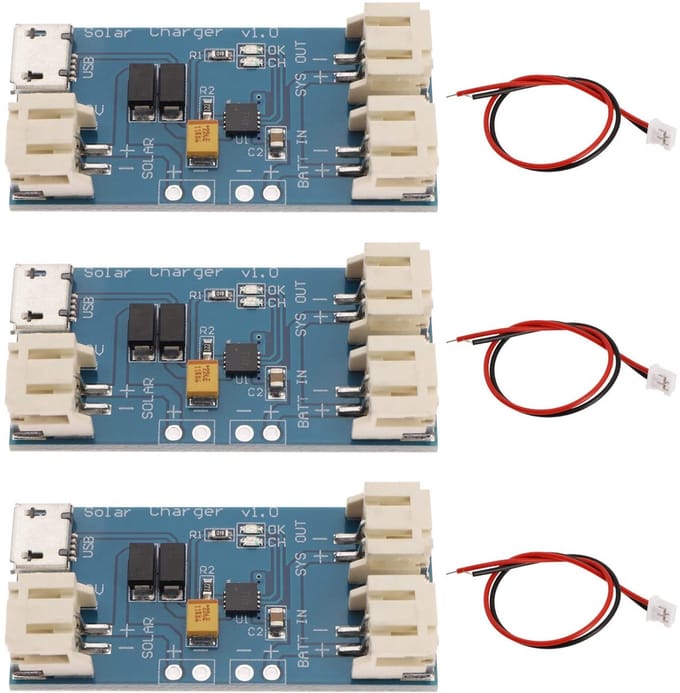 ONF3 - Mini-zonne-oplader - LiPo-oplader - Compact formaat - 500 mA - Micro-USB - Ideaal voor kleine projecten - 3 stuks