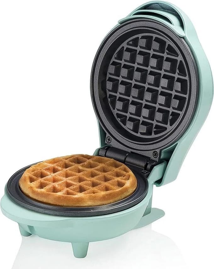 Bestron Sweet Dreams AMWE600G Mini Waffelijzer 550W - Temperatuurregeling - Ø10 cm Wafels - Mint