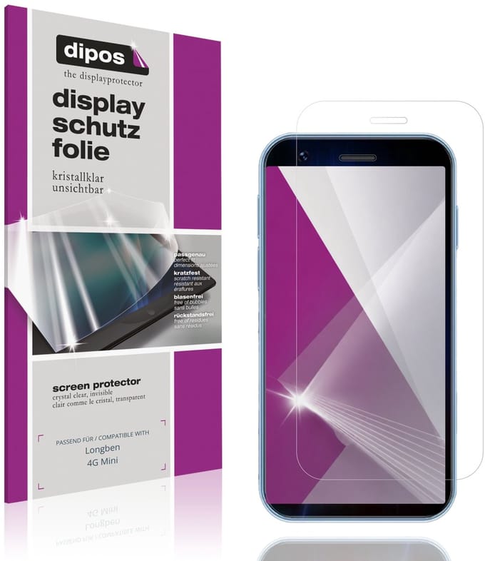 dipos – 4x Beschermfolie geschikt voor Longben 4G Mini | Krasbestendige & heldere Screenprotector Ultra-Thin