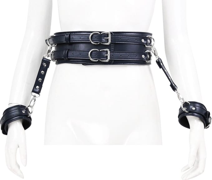 vscnovelty® BDSM set, 2 x Handcuffs, Waist belt