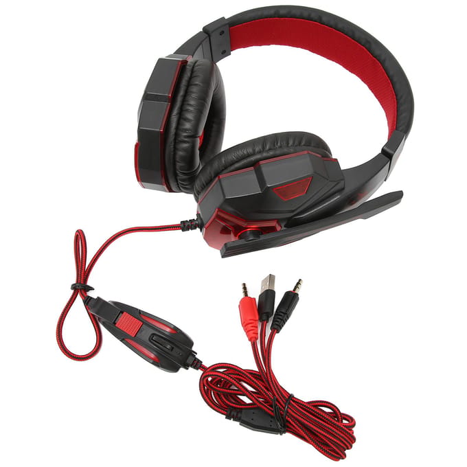 Gaming Headset Lichtgevend Regelbaar Volume 3,5mm Gaming Headset met Microfoon voor PCZwart Rood veelkleurig
