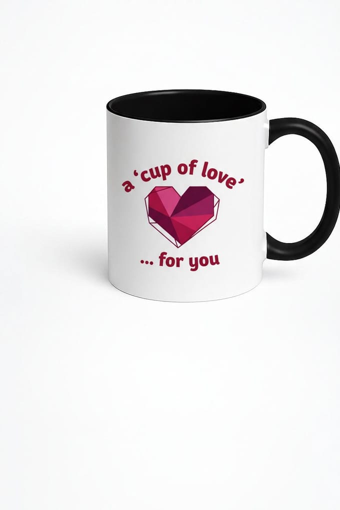 Mok 'A Cup of Love' met Geometrisch Hart - Romantisch & Uniek Cadeau
