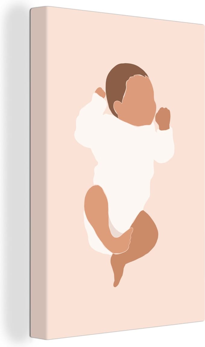 Canvas Schilderij Baby - Abstract - Pastel - Kinderen - 40x60 cm - Wanddecoratie