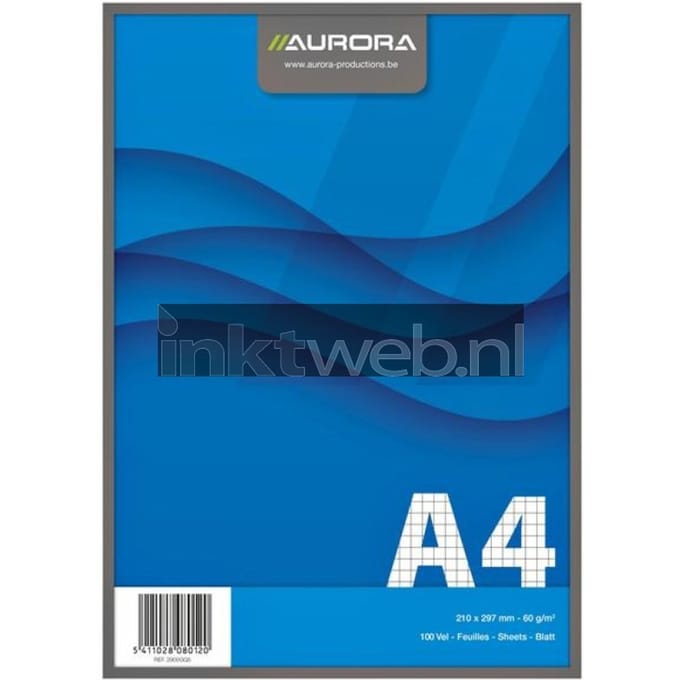 Schrijfblok Aurora A4 ruit 5x5mm 100 vel 60gr blauw