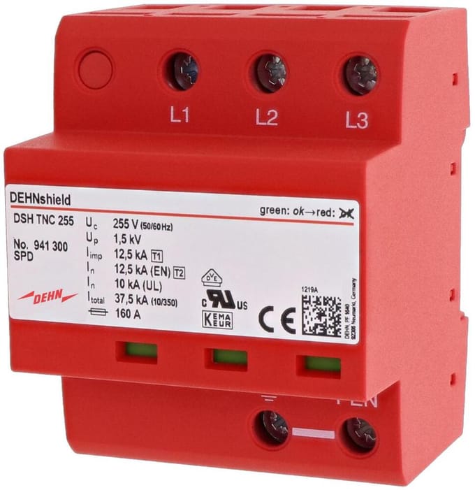Gecombineerde afscherming DEHNshield Type 1+2 Driefasig TN-C TNC 255 - 941300