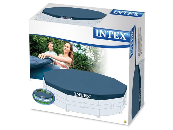 Intex Afdekzeil 28031, Voor Rond Frame Zwembad Ø 366 cm, Beschermt Tegen Bladeren en Vuil, Stevig Vinyl, Voor Lange Levensduur, Blauw