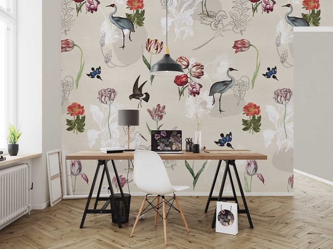INGK - Floral Utopia Behang - Dutch Meadows Sand