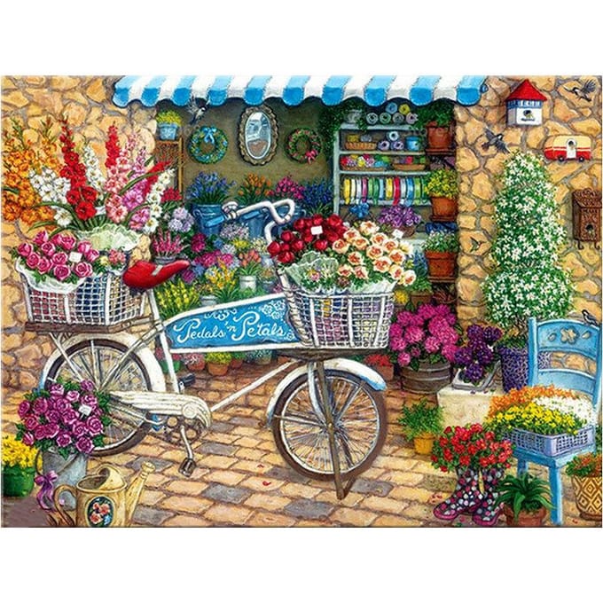 5D Diamond schilderij fiets bloem kruissteek 20X30CM black
