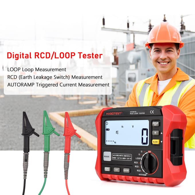 HABOTEST HT5910 4,7-inch LCD digitale weerstandsmeter Lekkageschakelaartester RCD/looptester 1000