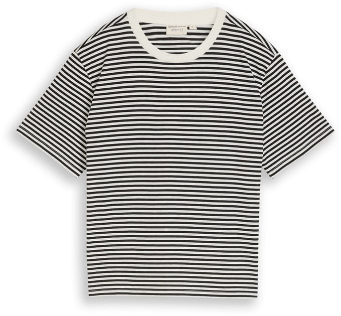 Tom Tailor Denim - T-shirt met boxy pasvorm - Maat M - black white stripe