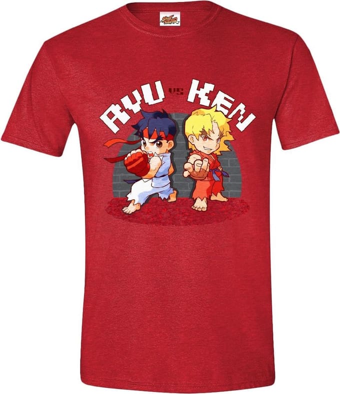 Street Fighter - Ryu vs. Ken Men T-Shirt - Heather Red - S
