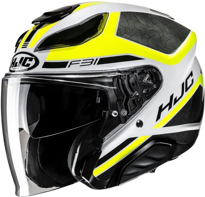 HJC F31 Ceron Zwart Wit Geel Jethelm - Helm