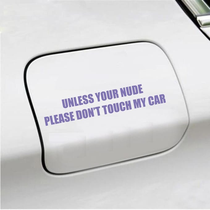 Bumpersticker - Unless Your Nude - 3,5 X 18,5 - Paars