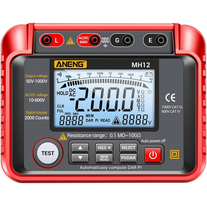 ANENG MH12 Isolatieweerstandstester Schudtafel Hoge precisie Megger digitale isolatie rood