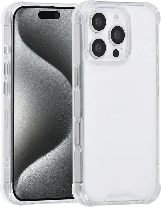 Multimedia & Accessoires Anti-Shock Back Cover Case geschikt voor Apple iPhone 16 Pro Max - TPU & Harde Plastic - Schokabsorberend & Schokbestendig - Transparant