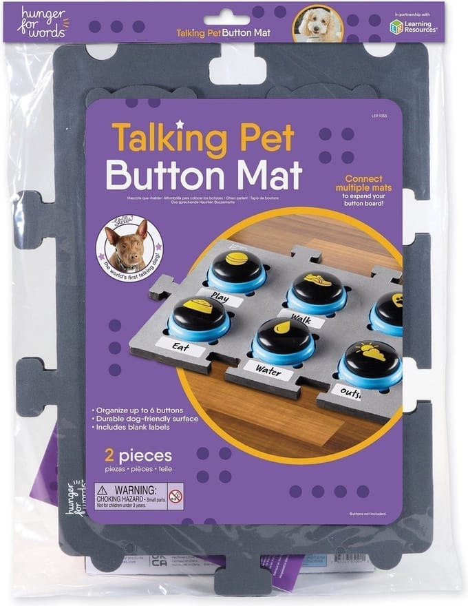 Hunger For Words Talking Pet Knoppen Mat - Hondenspeelgoed - Grijs Zwart