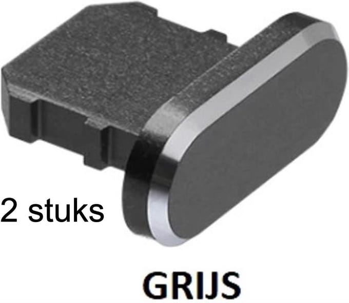 Dustplug geschikt voor iPhone - Stofplug - Dustplug - Dust plug - Iphoneplug - Stofvrij - 2stuks - Grijs - Lightning ingang