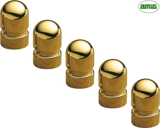 AMIG Meubelknop Kastknop – 5 stuks – rond Ø18mm – 30mm hoog – Messing - Goud