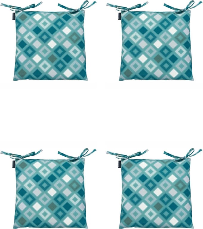 Madison - Zitkussen - Universeel - 4 stuks - 46 x 46 cm - Grids Sea Blue - Tuin