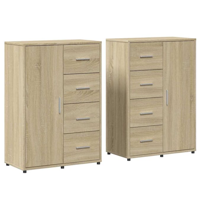 vidaXL - Dressoirs - 2 - st - 60x31x84 - cm - bewerkt - hout - sonoma - eikenkleurig