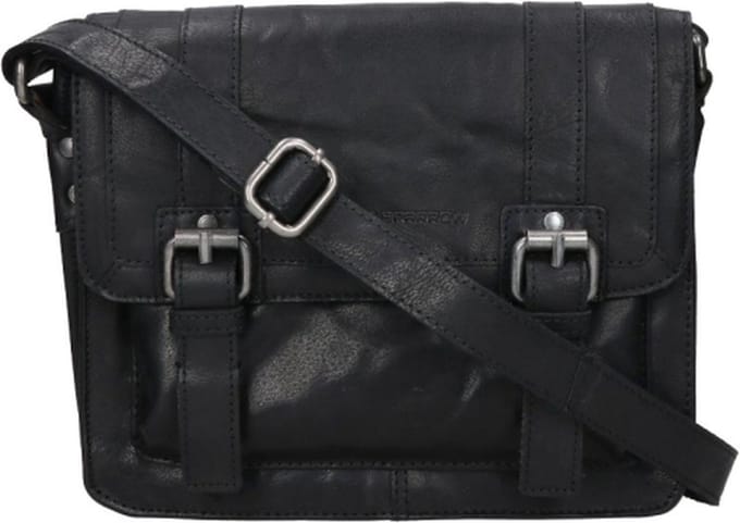 Spikes & Sparrow Bronco Crossbodytas Medium Dames - Leer - Zwart