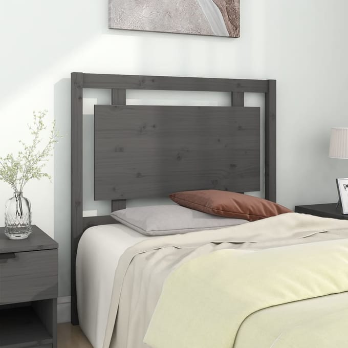 vidaXL - Hoofdbord - 95,5x4x100 - cm - massief - grenenhout - grijs