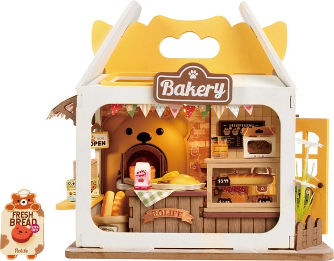 Robotime, DIY Huisje Teddy's Breadbox, DS033, 16x9x14,5cm