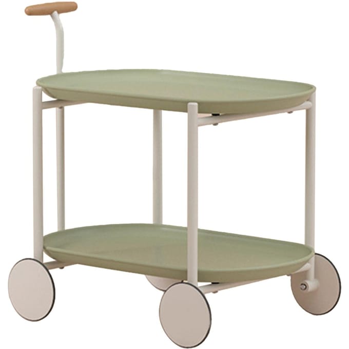 Chariot de Rangement à Roulettes Poignée Amovible Table d'Appoint pour Canapé pour Salon Chambre Vert Matcha vert