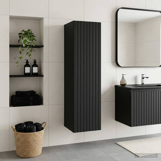 vidaXL - Wandgemonteerde - Badkamerkast - Zwart - 33 - x - 34,5 - x - 100 - cm